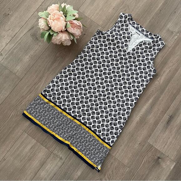 Land's End Palms Print Yellow Accent Shift Dress - Picture 2 of 6